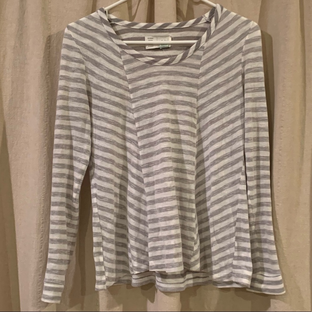 Gray and white striped top from Anthropologie
